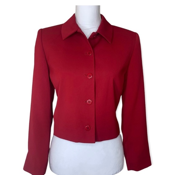 Vtg Pendleton red women‘s red blazer/jacket, shoulder pads, button down. Size 8 - Picture 12 of 14